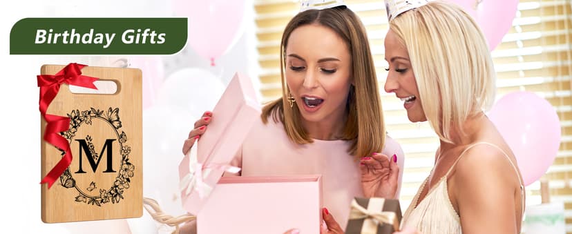 Personalized Cutting Board, Initial Birthday Gifts for Women Wedding Gifts for Couple, Monogrammed Engraved Bamboo Wood Kitchen Gifts, Unique Gift for Christmas Anniversary Housewarming(Letter M)