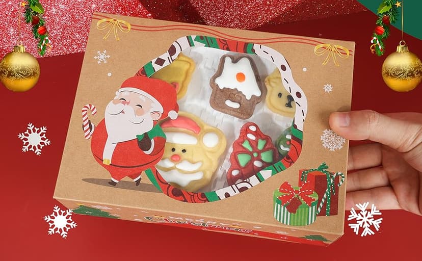 Festive Christmas Treat Boxes - 24 Pack, 8.25x6x2.75in, Brown, Rectangular, Flip Top Lids, Durable & Reusable, Perfect for Baked Goods & Gifts
