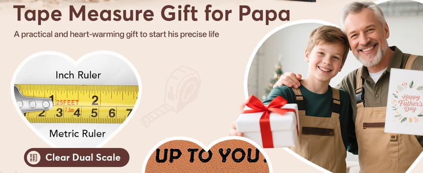 Gifts for Grandpa Papa Birthday Christmas Papa Gifts from Grandkids, Xmas Grandfather Gifts from Granddaughter Grandson, Grandparents Day Gift, Genuine Leather Engraved 25 FT Tape Measure Useful Tools