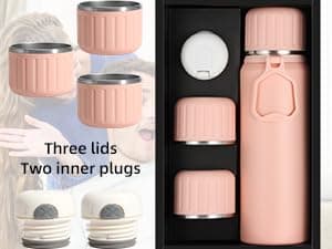 750ml/27 OZ Coffee Thermo with 3 cups, Insulated Water Bottle, Stainless Steel Vacuum Flask Set for Hot and Cold Drinks, Gifts Box