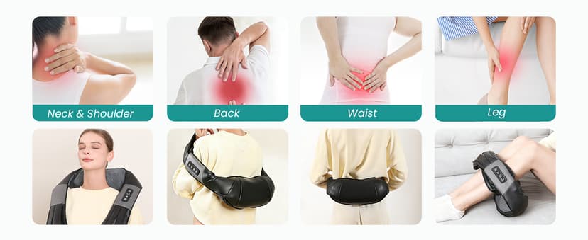 Nekteck Shiatsu Neck Massager for Pain Relief Deep Tissue with Heat, 3D Kneading Massage Pillow Back Shoulder Massagerfor Body Muscle, Plug-in Use for Home Office Car, Gifts for Mom Dad Him Her