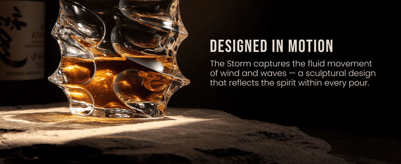 TSUKIGLASS® Storm Premium Japanese Crystal Whisky Glasses Set of 4 - Gift Ready Box, 100% Ultra Clarity Lead-Free Crystal, 10oz Tumblers for Bourbon, Scotch & Cocktails, Luxury Gift for Men