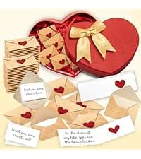 60 Love Notes For Him Her - Anniversary Card Long Distance Relationship Gifts For Boyfriend Girlfriend, Cute Couple Gifts For Valentines, Birthday, Mini Envelope Lunch Notes For Husband Wife