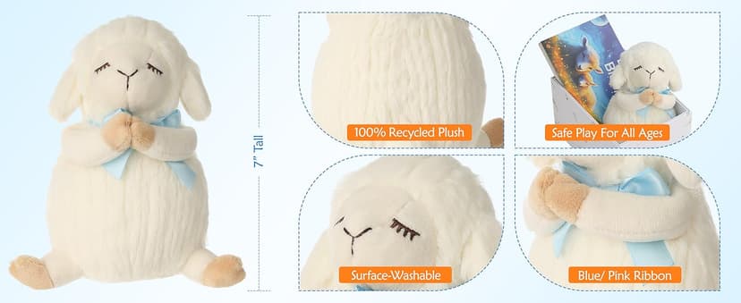 Baptism Gifts for Girls and Newborn Baby, Christening Gifts Set, 7" Praying Lamb Plush Toy and Bedtime Blessing Book in Keepsake Gift Box, Ideal Easter Gifts for Kids