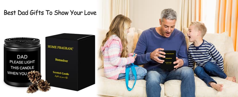 Homsolver Gifts for Dad, Fathers Day Christmas Birthday Dad Gifts from Daughter Son - Sandalwood Scented Candle (7OZ)