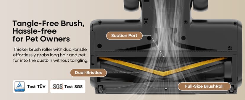 ElecKeys Cordless Vacuum Cleaner, 600W 50KPA 70Mins Self-Standing Vacuum Cleaners for Home, Stick Vacuum with Touch Screen, Upgraded Anti-Tangled Vacuum Cordless for Pet Hair, Floors, Carpets, Gold