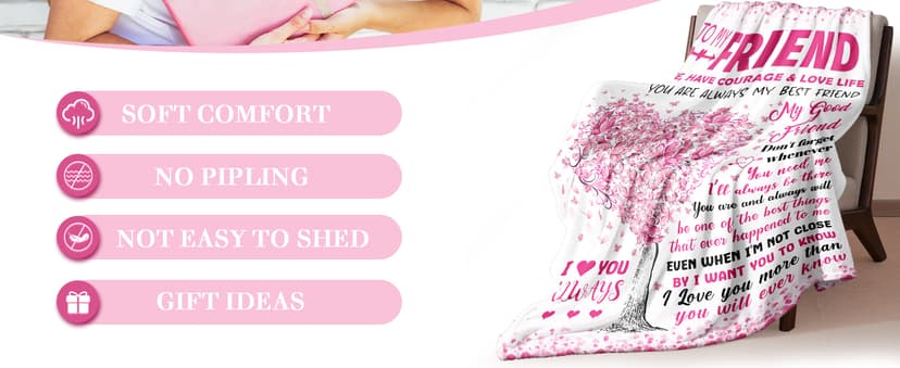 Best Friend Bestie Gifts for Women - Best Friend Birthday Gifts - Friendship Presents for Women - Long Distance BFF Presents - BFF Christmas Mothers Day Valentines Day Blanket 50"X60"