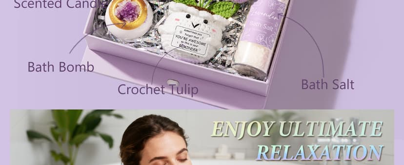 Spa Gifts for Women Bath Gift Set, Lavender Relaxing Spa Gift Baskets Home Bath Set Self Care Kit Care Package Thank You Christmas Birthday Gifts for Women Mom Her Friend Sister Teen Girl Wife Grandma