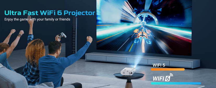 GooDee Smart Viedo Projector 4K with WiFi and Bluetooth, 1000ANSI Brightness Auto Keystone Focus Mini Movie Projector Portable for Home Theather Indoor/Outdoor