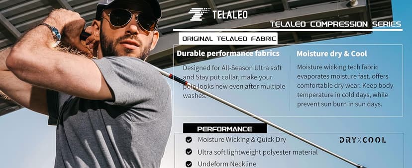 TELALEO 4/5 Pack Mens Polo Shirts Quick Dry Short Sleeve Golf T Shirt Performance Moisture Wicking Casual Workout