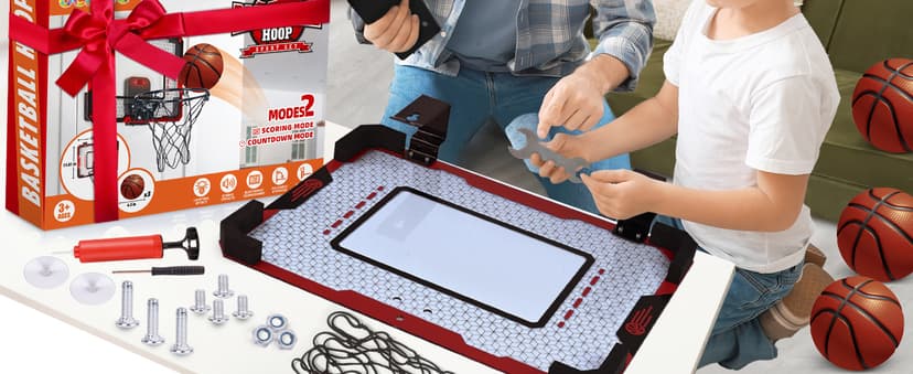 Indoor Basketball Hoop for Kids 5 6 7 8 9 10+Years Old Boys,Mini Basketball Hoop Over The Door Mini Hoop with Electronic Scoreboard & 3 Balls,Kids Basketball Hoop Sport Toys for Gift for Boys Age 5-10