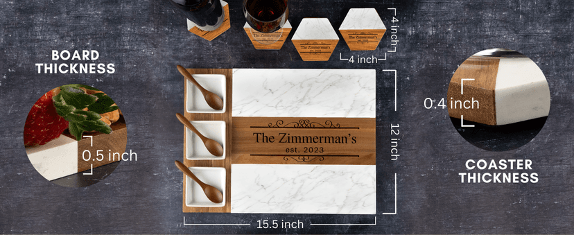 Personalized Charcuterie Board, Marble Cheese Boards for Bridal Shower Gifts, Perfect Housewarming Gifts for Couples, Custom Wedding Gifts, New Home Gift for Christmas