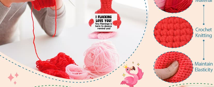 Funny Gifts for Her Girlfriend Christmas Valentines Day Anniversary Women Birthday Gifts Wife Stocking Stuffers, I Love You Flamingo Romantic Gift for Couple, Handmade Crochet Flamingo Lover Present
