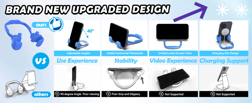 Stocking Stuffers for Teens Boys Girls Adults Cell Phone Stand Patented 2 Pack Thumbs Up Lazy Phone Holder for iPhone Cellphone Stand for Desk Fun Birthday Gifts for Kids Men Women Wife