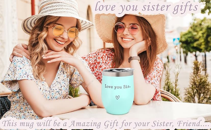 Sisters Gifts from Sister - I Love You Sis-Christmas Gift Birthday Gift for Sister - Sisters Gifts - 12oz Coffee Tumbler for Besties, Girls(Mint)