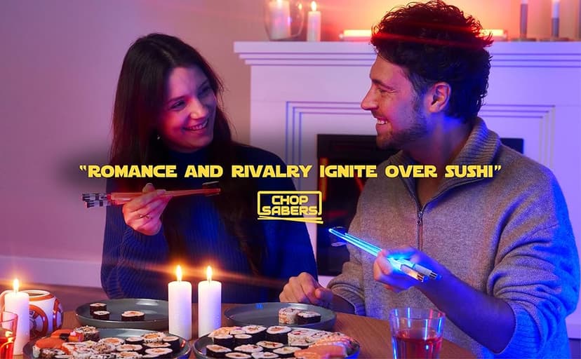 Lightsaber Chopsticks Light Up - LED Glowing Light Saber Star Wars Chop Sticks - Reusable Sushi Lightup Sabers Chopstick Set Of 1 Blue Pair