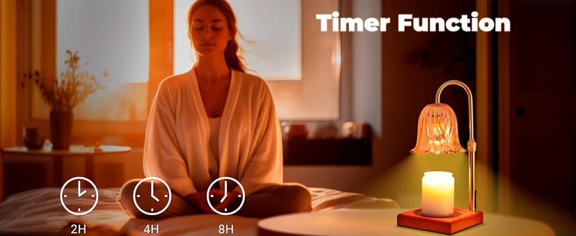 Candle Warmer Lamp with Timer Dimmable, Birthday Gifts for Women Mom, House Warming Gifts New Home Decor, Wax Melt Warmer for Jar Candles with 2 Bulbs