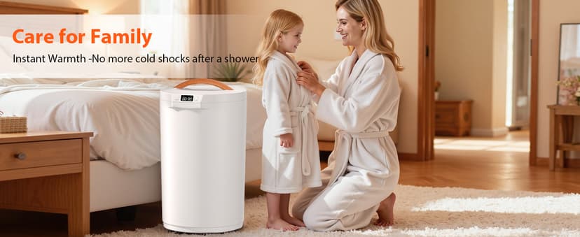 Towel Warmers for Bathroom, 20L Large Towel Warmer Bucket, Fits Up Two 40"X70" Oversized Towels, Bathrobes, Blankets, Towel Heater with LCD, 4 Timer Setting and Auto Shut Off(White)