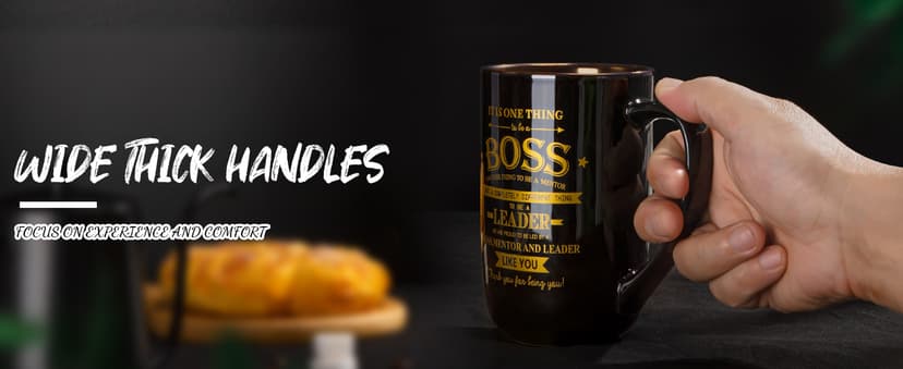 Boss Gifts - Best Bosses Day Gifts for Men Women - Funny Office Christmas Appreciation Gift for Boss Lady, Manager, Leader Female Male Birthday, Large 18 Oz Metal Glaze Ceramic Mug with Nice Gift Box