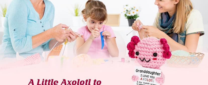 Friendship Gift Crochet Axolotl, Tiny Handmade Present for Best Friend, Sisters, Coworker Work Bestie, Funny for Birthday, Valentines, Christmas, Easter, Mother's Day, Graduation