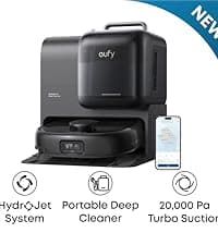 eufy C10 Robot Vacuum Self Emptying, 8 Weeks Hands Free, Advanced Smart Mapping with LiDAR Navigation, 2.85-Inch Slim Design, Powerful Suction, Edge Expansion Brush for Pet Hair, Carpet Detection