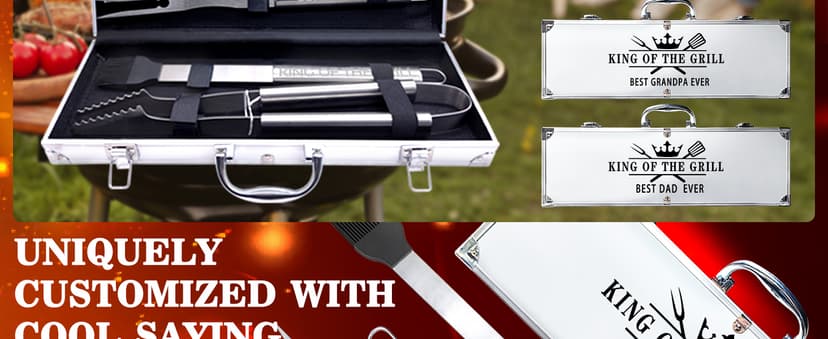 Bonsai Tree Christmas Dad Gifts, Birthday Gifts from Daughter, Best Dad Ever Gift for Christmas - Xmas Cool Grilling Bbq Present for Father from Son - Daddy Stainless Steel Metal Tool Heavy Duty Set 4