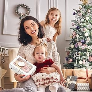 24 Sets Christmas Cookie Boxes with Window Treat and Pastry 9x6x3 Inches Gold Bakery Boxes Container for Gift Giving Christmas Chocolate Covered Strawberries,Donut,Mini Cake Packaging Boxes