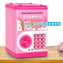 Pink Piggy Bank for Kids with Password Code Lock and Auto Grab Bill Slot, PhilaeEC Real Money Cash Coin Can Saving Box Electronic Money Safe Bank, Hot Gift for 4 7 8 9 10 11 Year Old Boys Girls