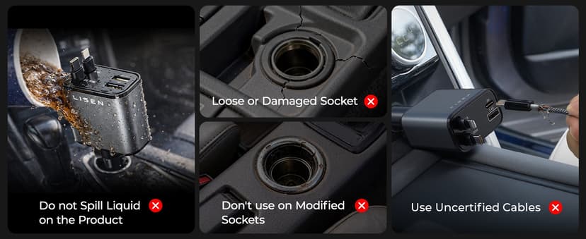 LISEN Retractable Car Charger, 69W USB C Car Accessories Adapter for iPhone 17 USB C Charger Fast Charging, Gifts for Women Men, Travel Essentials, for iPhone 17 Pro Max Air 16 15 14 13 12 Samsung S25