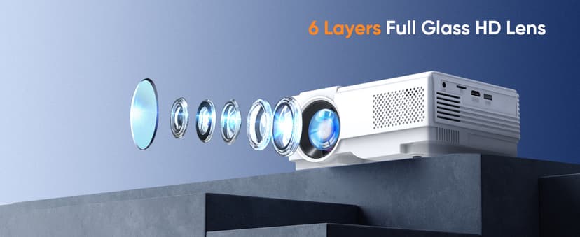 Projector with WiFi and Bluetooth, Upgrade Outdoor Projector, Mini Movie Projector Supports 1080P Synchronize Smartphone Screen by WiFi/USB Cable for Home Entertainment