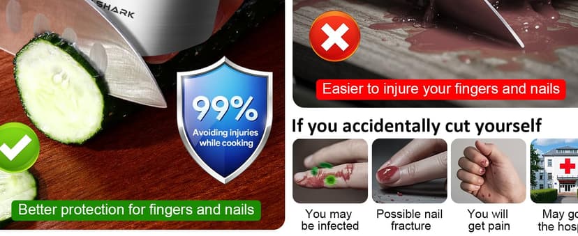 MAD SHARK Chef Finger Guards for Cutting with Gift Box, 2pcs Premium 304 Stainless Steel Finger Protectors for Cutting, Slicing and Chopping Vegetables, Fruits and Meat, Avoid Hurting Kitchen Tools