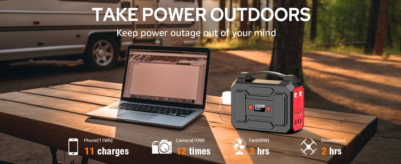 Solar Powered Generator 200W Peak/100W Rated, Portable Solar Generator Power Station with Solar Panels 40W Included, 146Wh Solar Power Bank with AC Outlet 110V for Home Use Camping Outdoor Adventure