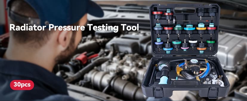 30PCS Radiator Pressure Tester Kit, Coolant Pressure Tester and Vacuum Refill Kit for Automotive Cooling System Water Tank Leakage Detection