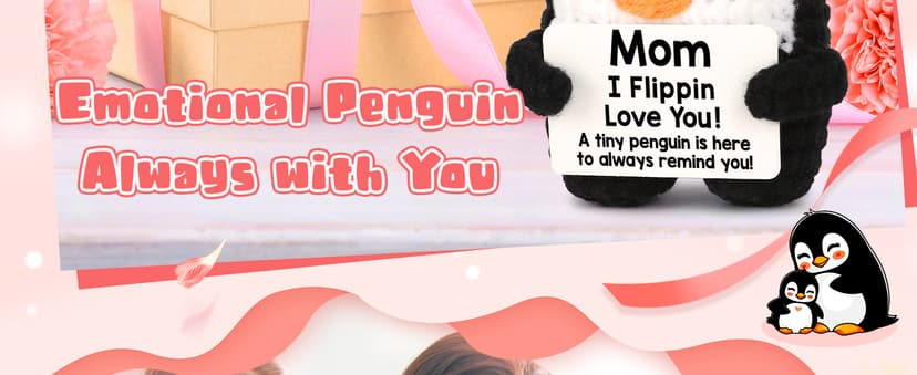 Birthday Gifts for Mom from Daughter Son, Handmade Crochet Mini Penguin Mom Gifts for Birthday Christmas Mama Mother in Law Bonus Step Mothers, Funny I Love You Mum Present Emotional Cute Decor