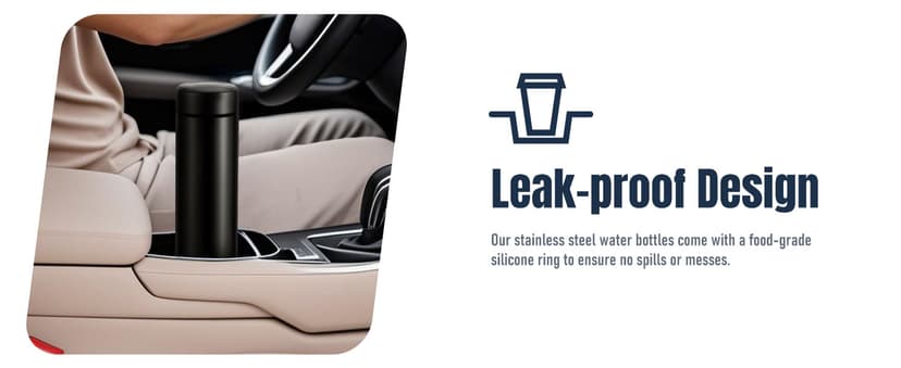 17oz Stainless Steel Water Bottles, Slim Water Bottle, Thermo Water Bottle, Insulated Water Bottle Keep Hot for 12 Hrs, Cold for 24 Hrs for Coffee, Drinks(Black)