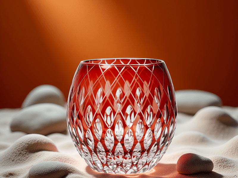 JINZHI Japanese Style EDO Kiriko Whiskey Glasses 11OZ Unique Shape Colored Hand Carved Glass Tumbler for Bourbon Lovers - Style Glassware for Rum - Rocks glasses in Gift Box (Blue)