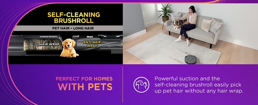 Shark Navigator Robot Vacuum and Self-Empty Base with Bagless 60-Day Capacity Self-Empty Base, SmartPath Navigation, Powerful Pet Hair Pickup, Anti-Hair Wrap, For Carpets & Hard Floors, Grey, RV2120AE