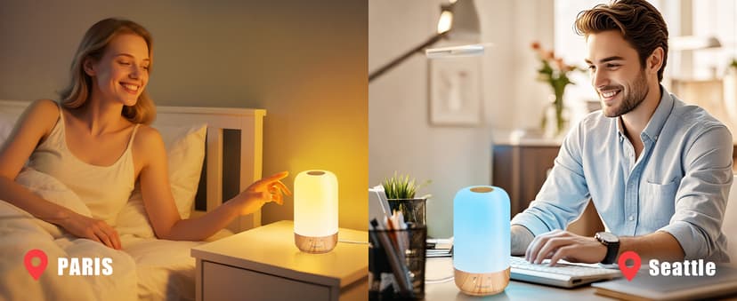 Long Distance Touch Lamp WiFi and Bluetooth Setup Relationship Best Friend Light Up Lamp Couple Gifts App Control (Set of 2)