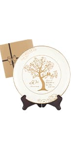 25th Anniversary Plate with Platinum Foil - Silver 25 Year Marriage Anniversary Wedding Gifts for Couple Her Him Husband Wife, 9"