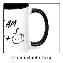 YHRJWN - 60th Birthday Gifts for Men Women, I Am 59 Plus Middle Finger Coffee Mug for Dad Mom Friends, Birthday Gift Ideas for 60 Year Old Woman, White 11 Oz Mug with Black Handle