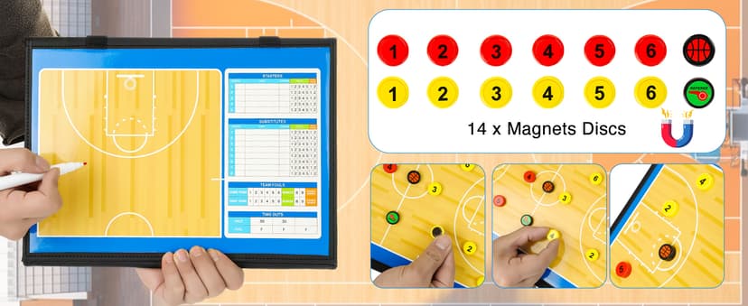 Magnetic Basketball Coaching Board – Portable Dry Erase Whiteboard with Fence Clip, Magnets & Carry Bag, Foldable Basketball Clipboard for Coaches, Ideal Coach Gift