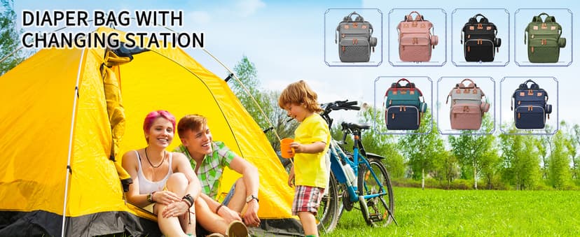 Baby Diaper Bags with Changing Station, Waterproof Diaper Bag Backpack for Moms Dads with USB Charging Port, Baby Shower Gifts, Large Capacity diaper backpack, Grey