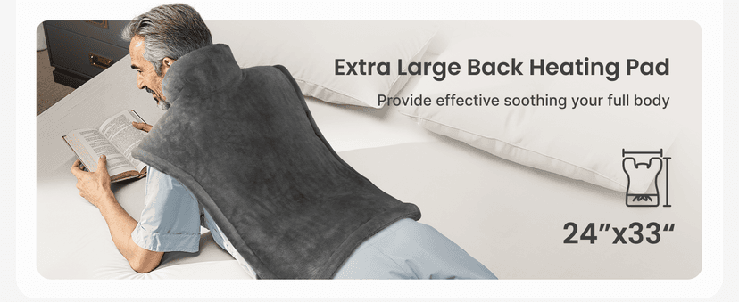 RENPHO Electric Heating Pad for Back Pain Relief, Birthday Gifts for Women Men Mom Dad Elderly, FSA Eligible Items Only List, Large Heat Pad for Neck and Shoulders, 24"x33", ETL Certified, Gray