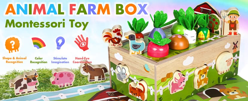 Montessori Wooden Sensory Toddler Toys: Toy for 1 Year Old Boys Girls Birthday Gifts | 1st One First Birthday Gift for 1 Year Old Girl Boy, Educational Learning Toy for 1-2 Year Old Fine Motor Skills