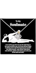 To My Soulmate Necklace For Women, Funny Gifts For Girlfriend, Personalized Christmas Presents For Girlfriend, Best Birthday Meaningful Gift Ideas For Wife, Women Romantic Jewelry For Her Anniversary