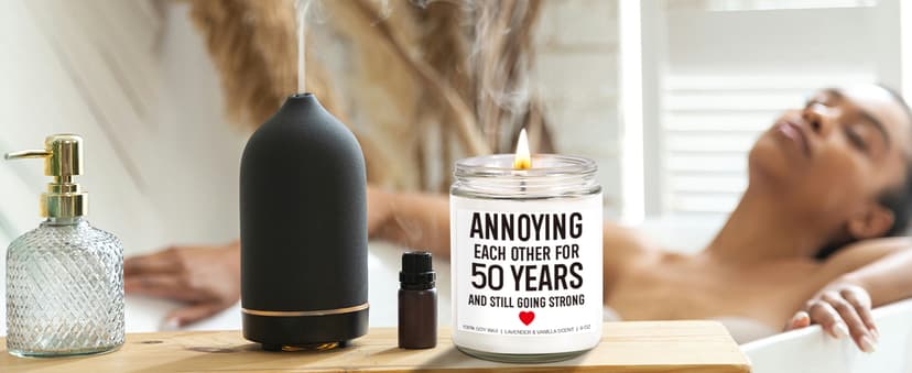 Funny 50 Years Candle, 50th Anniversary, Gifts for Couple, Parents - 50th Wedding Anniversary Decorations, 50 Year Golden Anniversary, Gifts for Husband, Wife, Friends - 9 oz