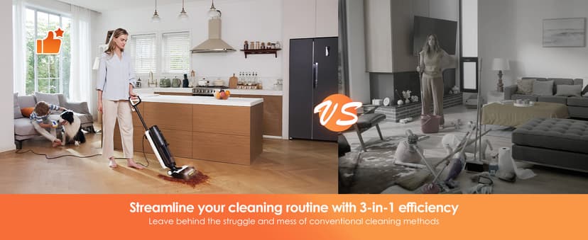 Tineco iFLOOR 5 Steam Wet Dry Vacuum All-in-one, Steam Mop Hardwood Floor Cleaner Great for Sticky Messes, 248℉ High-Temp Steam, Self-Cleaning with steam