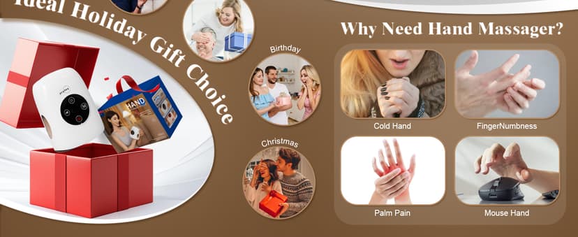 Hand Massager, 9 Modes 9 Intensities Hand Massage, Cordless Hand Massager for Arthritis and Carpal Tunnel, Gift for Christmas Men Women Parents Relaxation at Office,White