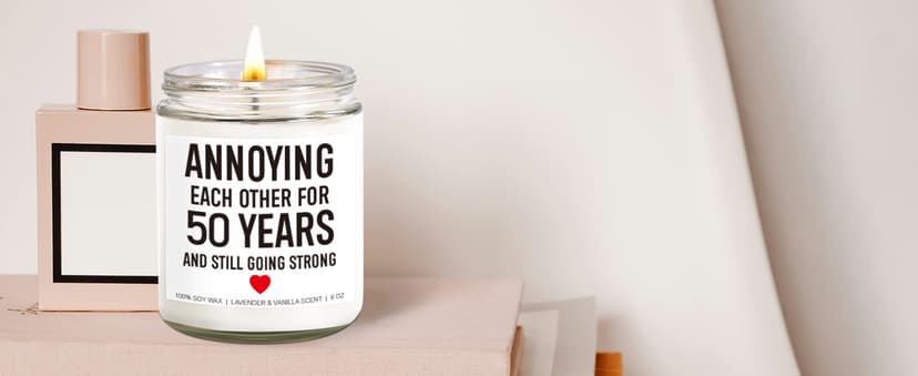 Funny 50 Years Candle, 50th Anniversary, Gifts for Couple, Parents - 50th Wedding Anniversary Decorations, 50 Year Golden Anniversary, Gifts for Husband, Wife, Friends - 9 oz
