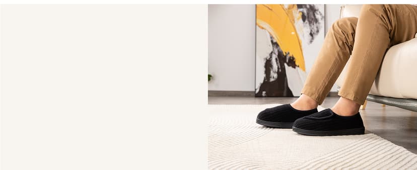 LongBay Men's Memory Foam Diabetic Slippers Comfy Warm Plush Fleece Arthritis Edema Swollen House Shoes